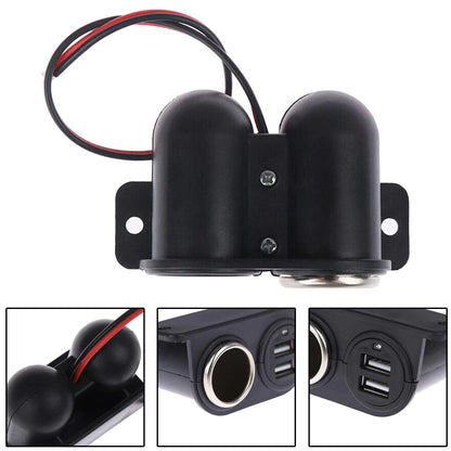 Car Cigarette Lighter Socket Splitter Dual USB Charger Power Adapter Outlet 12V WEM Support (www.WEM.support)