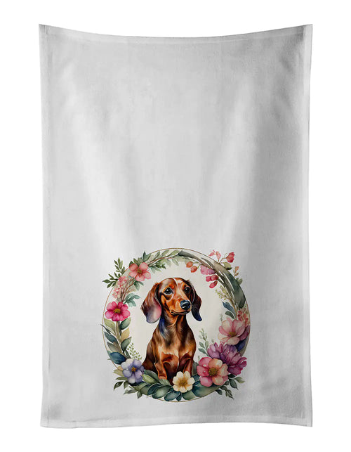 Dachshund and Flowers Kitchen Towel Set of 2 WEM Support (www.WEM.support)