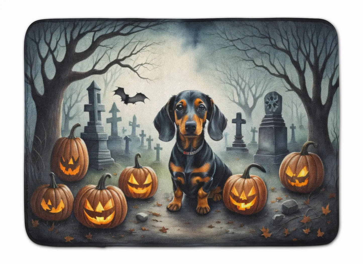 Dachshund Spooky Halloween Memory Foam Kitchen Mat WEM Support (www.WEM.support)