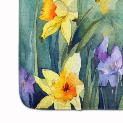 Daffodils in Watercolor Memory Foam Kitchen Mat WEM Support (www.WEM.support)