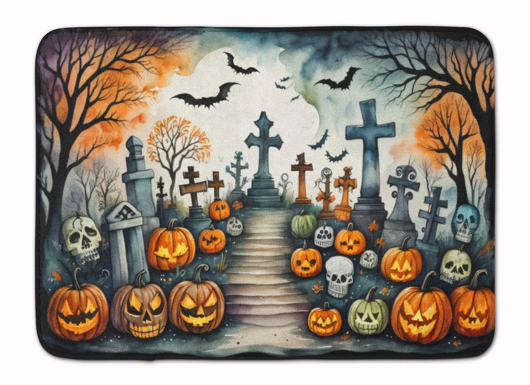 Day of the Dead Spooky Halloween Memory Foam Kitchen Mat WEM Support (www.WEM.support)