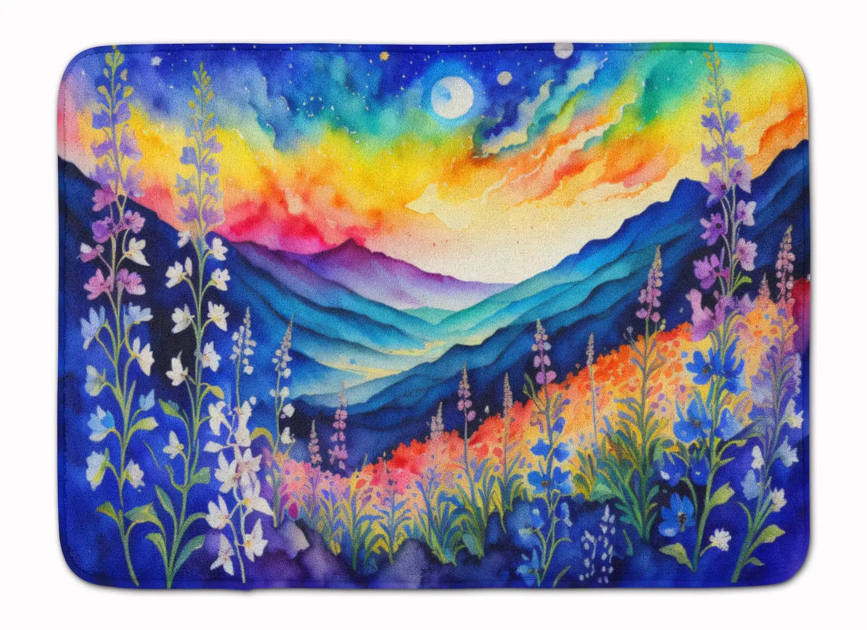 Delphinium in Color Memory Foam Kitchen Mat WEM Support (www.WEM.support)