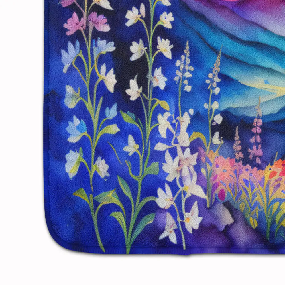 Delphinium in Color Memory Foam Kitchen Mat WEM Support (www.WEM.support)