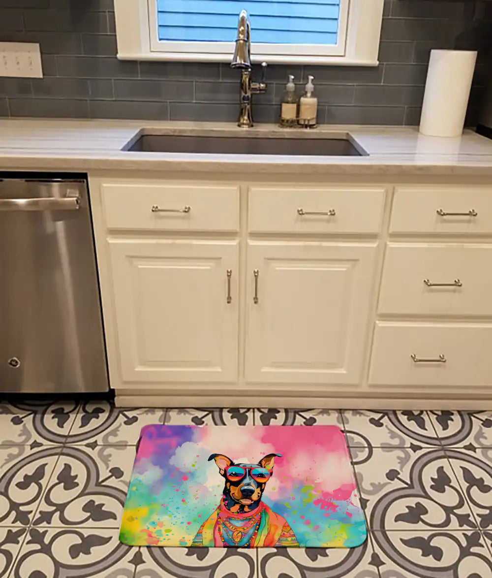 Doberman Pinscher Hippie Dawg Memory Foam Kitchen Mat WEM Support (www.WEM.support)