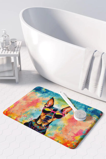 Doberman Pinscher Hippie Dawg Memory Foam Kitchen Mat WEM Support (www.WEM.support)