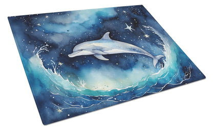 Dolphin in a Starry Sea Glass Cutting Board WEM Support (www.WEM.support)