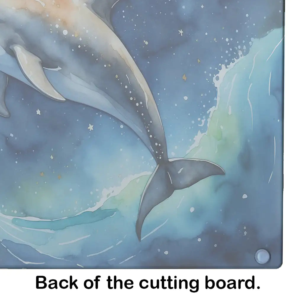 Dolphin in a Starry Sea Glass Cutting Board WEM Support (www.WEM.support)
