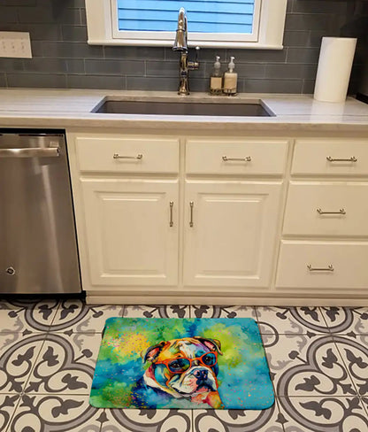 English Bulldog Hippie Dawg Memory Foam Kitchen Mat WEM Support (www.WEM.support)