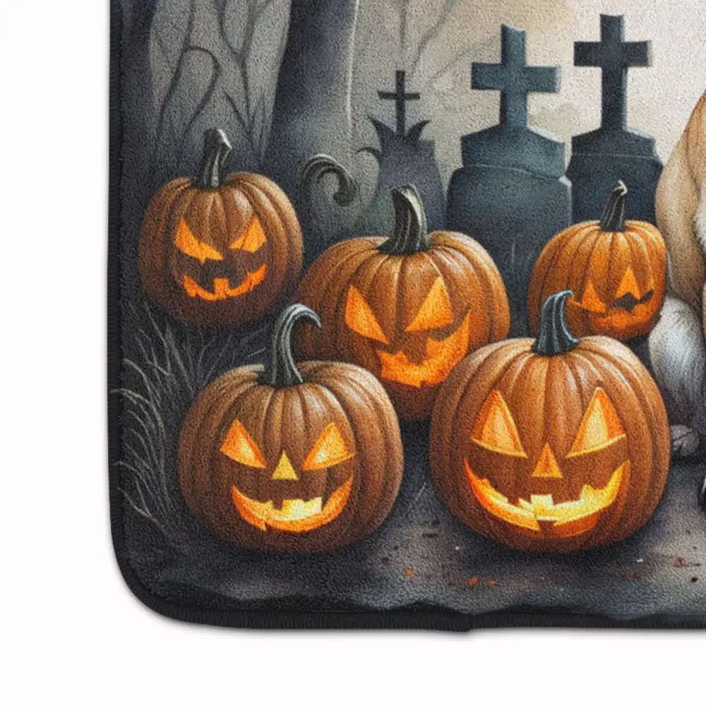 Fawn Pug Spooky Halloween Memory Foam Kitchen Mat WEM Support (www.WEM.support)