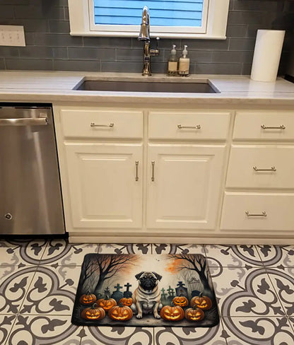 Fawn Pug Spooky Halloween Memory Foam Kitchen Mat WEM Support (www.WEM.support)