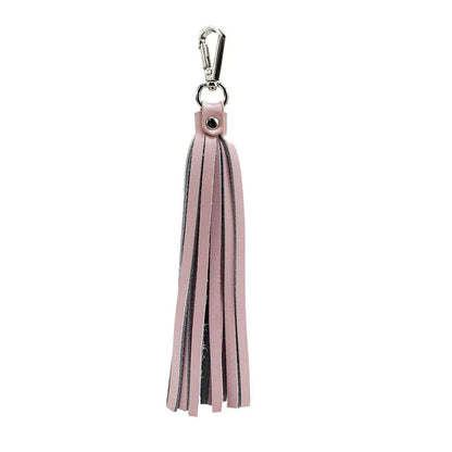 Fringe Power Leather Bag Charm-Rose Quartz/Silver WEM Support (www.WEM.support)