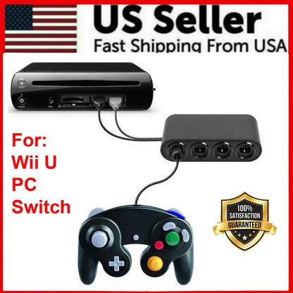 GameCube Controller Adapter 4 Port For Nintendo Switch Wii U & PC USB NEW TURBO WEM Support (www.WEM.support)
