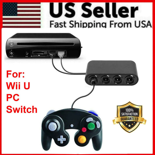 GameCube Controller Adapter 4 Port For Nintendo Switch Wii U & PC USB NEW TURBO WEM Support (www.WEM.support)