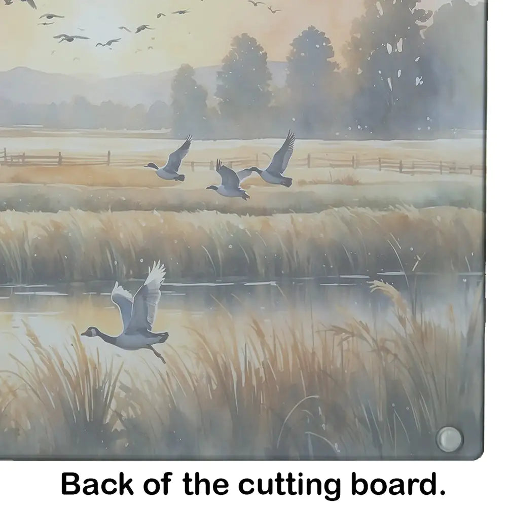 Geese in Flight Glass Cutting Board WEM Support (www.WEM.support)