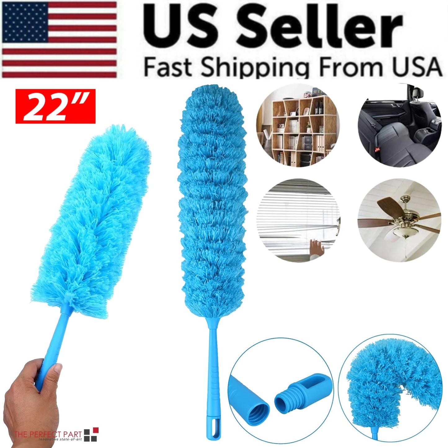 Microfiber Duster Cleaning Brush Dust Cleaner Bendable Handle Soft Ceiling Fan WEM Support (www.WEM.support)