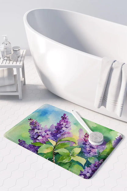 New Hampshire Purple Lilac in Watercolor Memory Foam Kitchen Mat WEM Support (www.WEM.support)