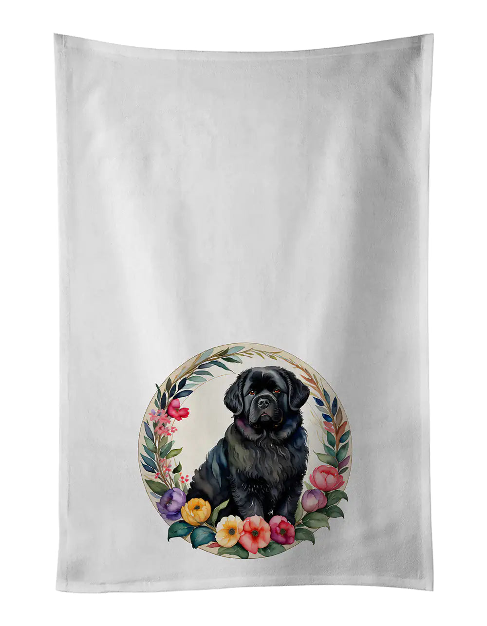 Newfoundland and Flowers Kitchen Towel Set of 2 WEM Support (www.WEM.support)
