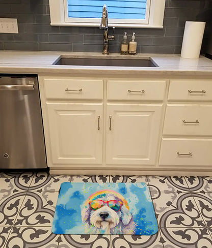 Old English Sheepdog Hippie Dawg Memory Foam Kitchen Mat WEM Support (www.WEM.support)