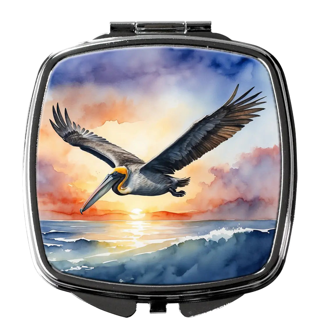 Pelican Fyling at Sunrise Compact Mirror WEM Support (www.WEM.support)