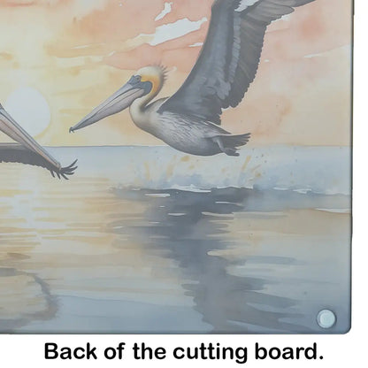 Pelicans Flying Glass Cutting Board WEM Support (www.WEM.support)