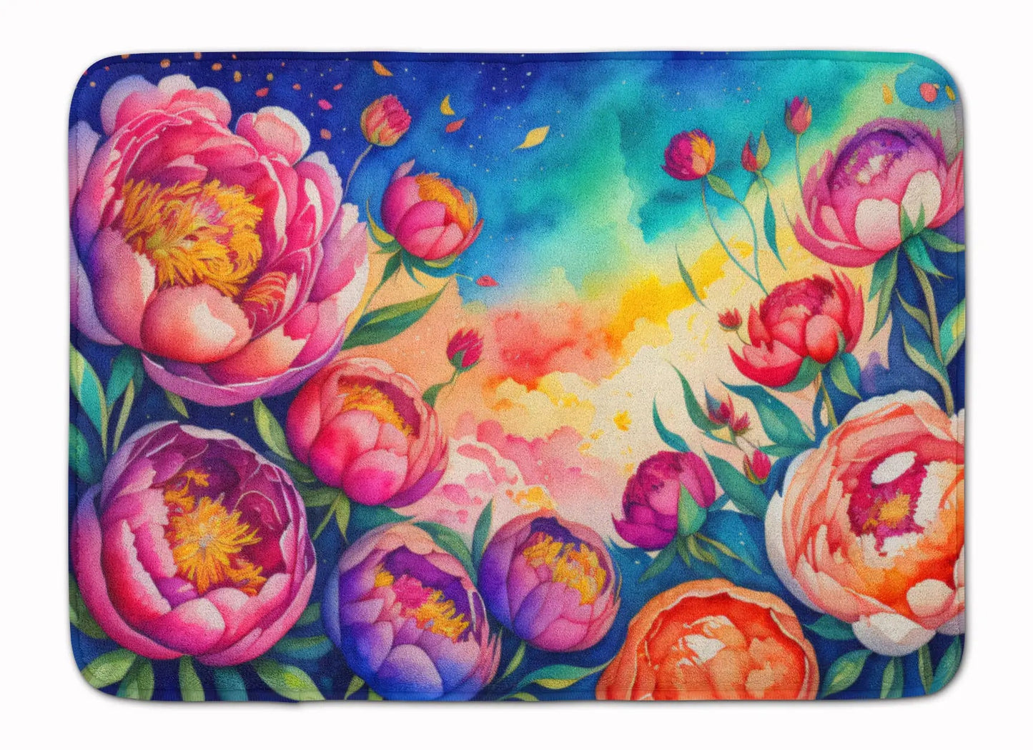 Peonies in Color Memory Foam Kitchen Mat WEM Support (www.WEM.support)
