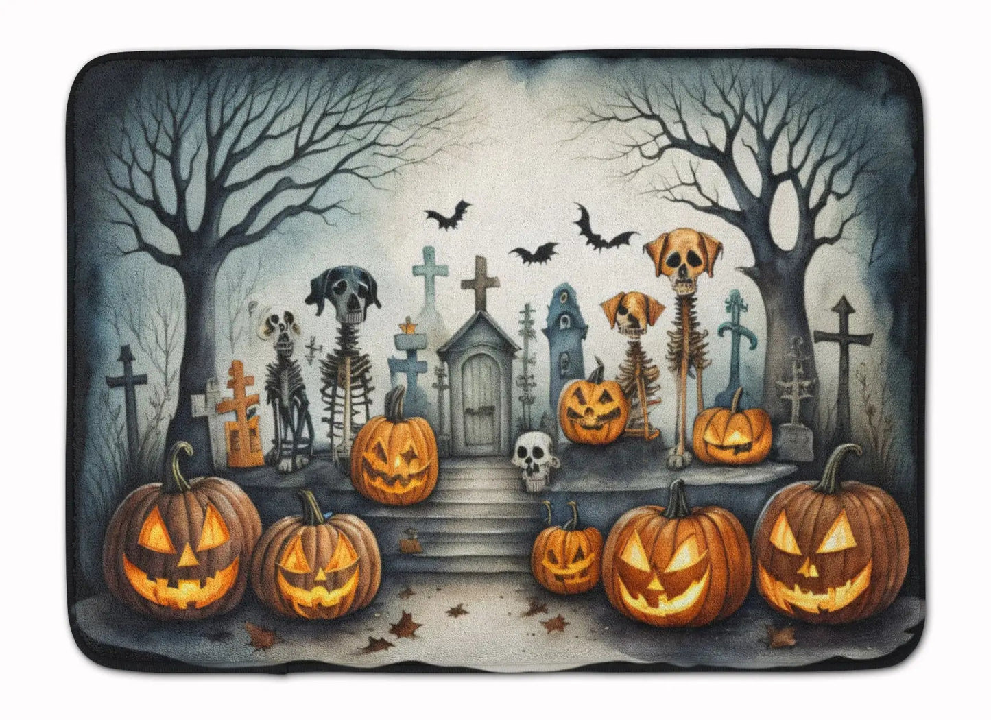 Pet Cemetery Spooky Halloween Memory Foam Kitchen Mat WEM Support (www.WEM.support)