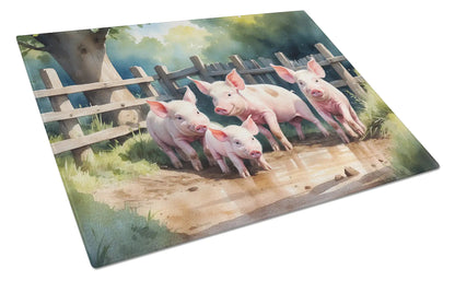 Piglets in the Mud Glass Cutting Board WEM Support (www.WEM.support)