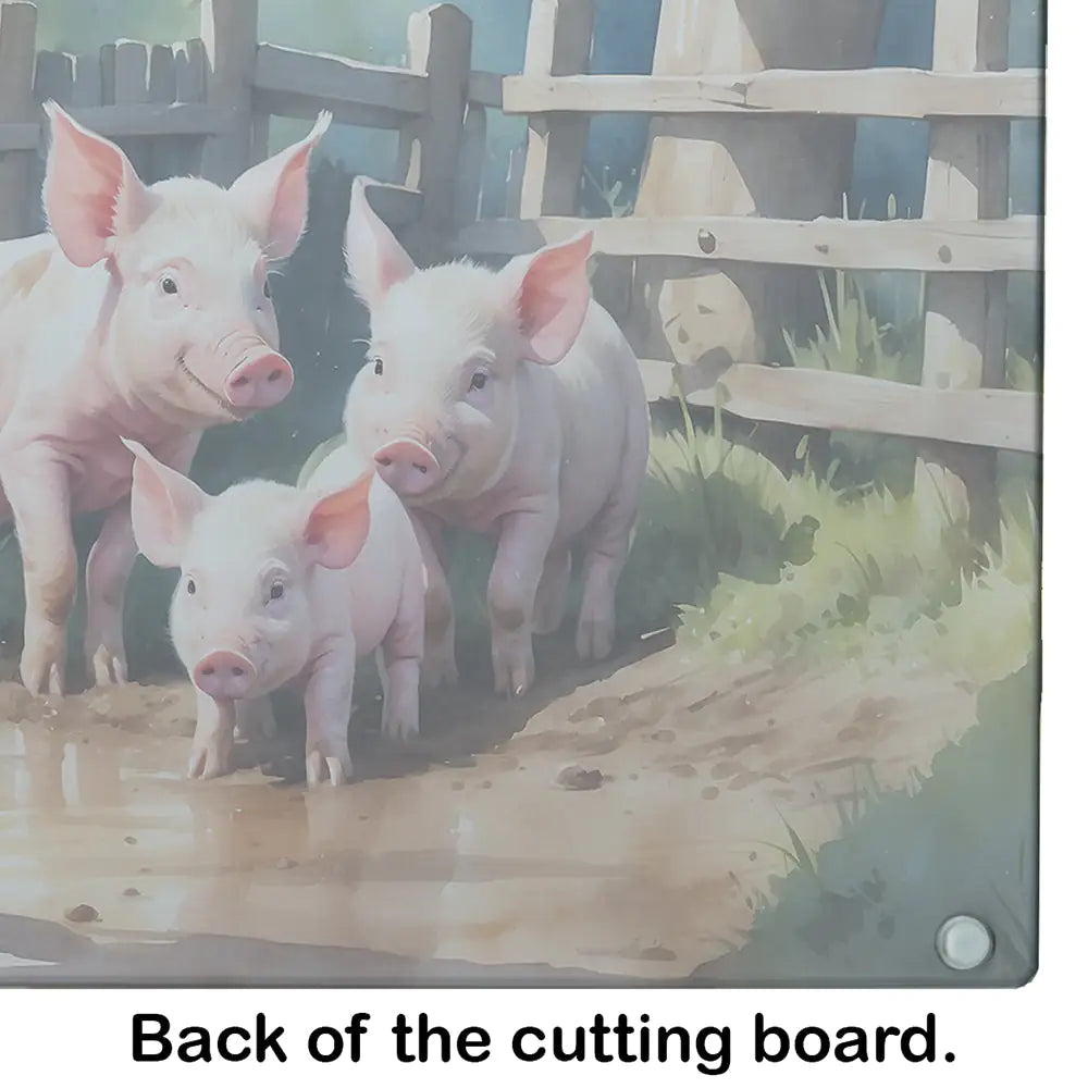 Piglets in the Mud Glass Cutting Board WEM Support (www.WEM.support)