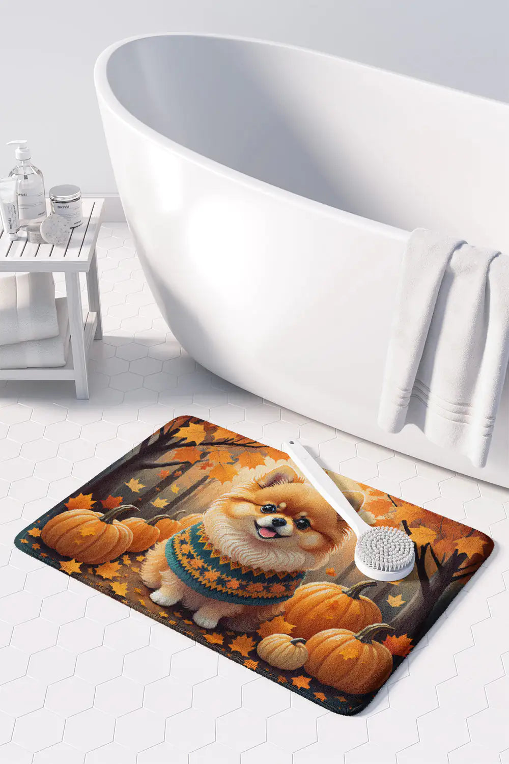 Pomeranian Fall Memory Foam Kitchen Mat WEM Support (www.WEM.support)