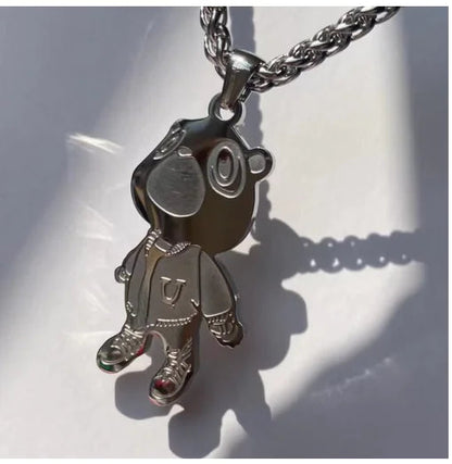 Cute Bear Necklace Fashion Personality Hip-hop Pendant Couple Versatile Fall Winter Sweater Chain Men Women Jewelry WEM Support (www.WEM.support)