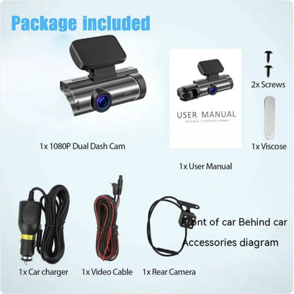 Dual-Lens HD 316-Inch Car Driving Recorder WEM Support (www.WEM.support)