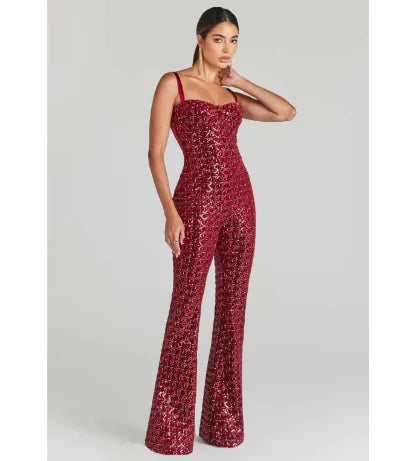 Fashion Women's Sequin Sling Tube Top Jumpsuit WEM Support (www.WEM.support)