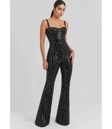 Fashion Women's Sequin Sling Tube Top Jumpsuit WEM Support (www.WEM.support)