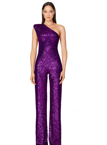 Fashion Women's Sequin Sling Tube Top Jumpsuit WEM Support (www.WEM.support)