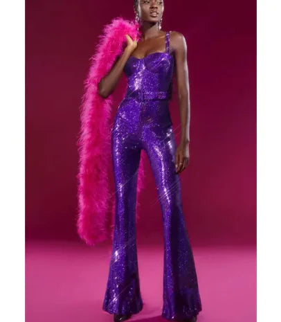 Fashion Women's Sequin Sling Tube Top Jumpsuit WEM Support (www.WEM.support)