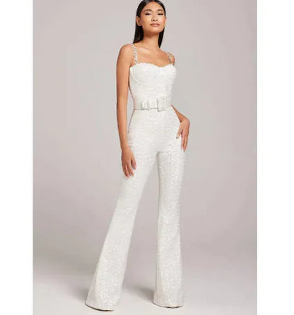 Fashion Women's Sequin Sling Tube Top Jumpsuit WEM Support (www.WEM.support)