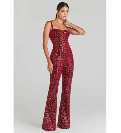 Fashion Women's Sequin Sling Tube Top Jumpsuit WEM Support (www.WEM.support)
