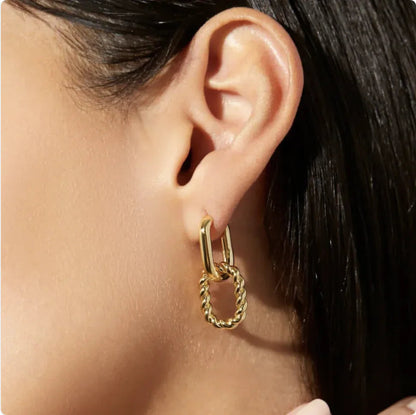 French Style Geometric Twist Double-Layer Ear Clip Earrings WEM Support (www.WEM.support)