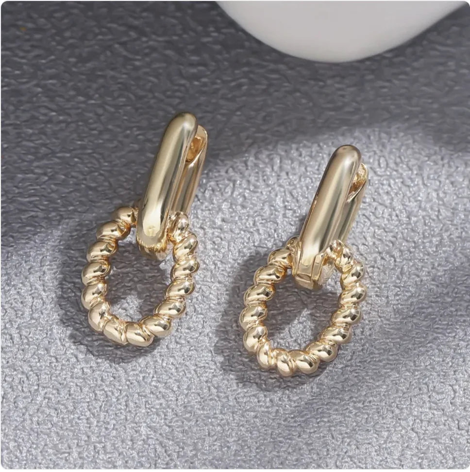 French Style Geometric Twist Double-Layer Ear Clip Earrings WEM Support (www.WEM.support)