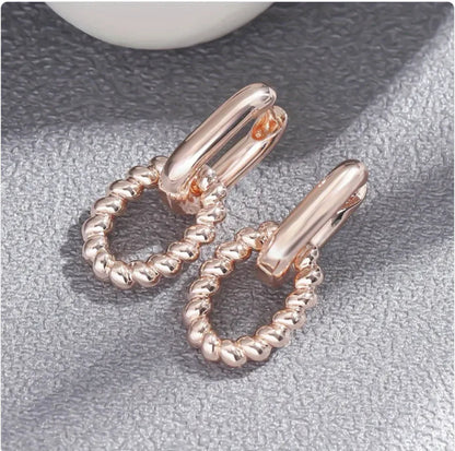 French Style Geometric Twist Double-Layer Ear Clip Earrings WEM Support (www.WEM.support)