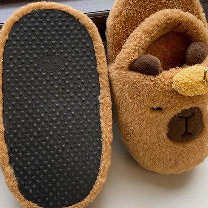 Emotional Stability Capybara Plush Slippers Winter Home WEM Support (www.WEM.support)