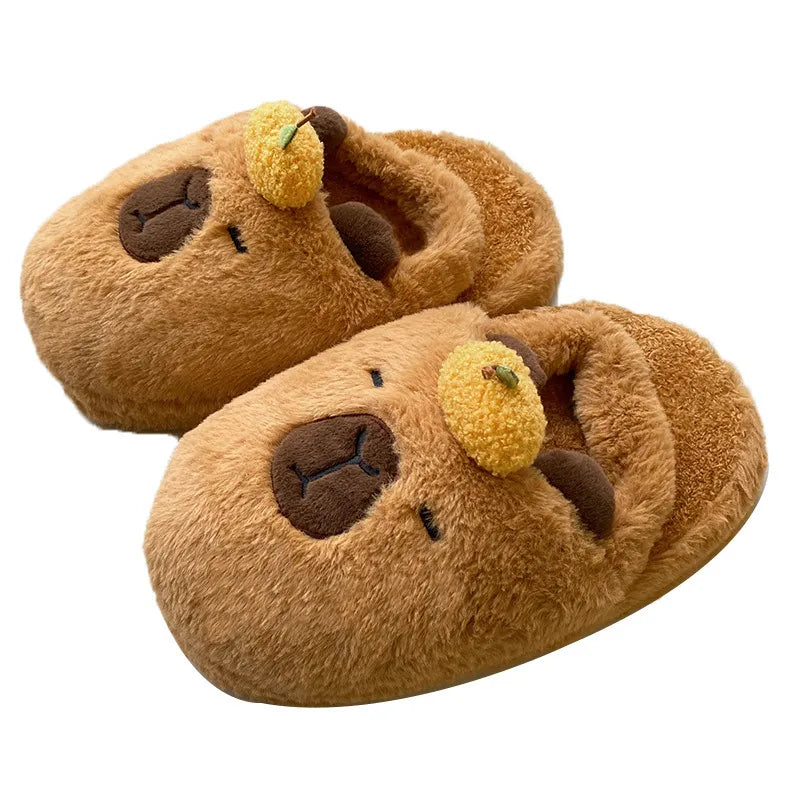 Emotional Stability Capybara Plush Slippers Winter Home WEM Support (www.WEM.support)