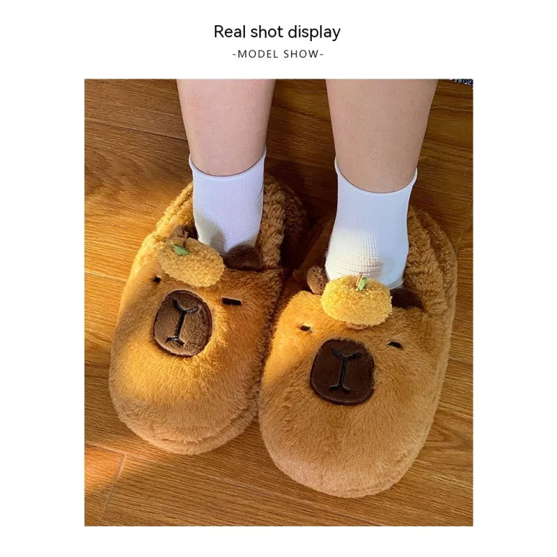 Emotional Stability Capybara Plush Slippers Winter Home WEM Support (www.WEM.support)