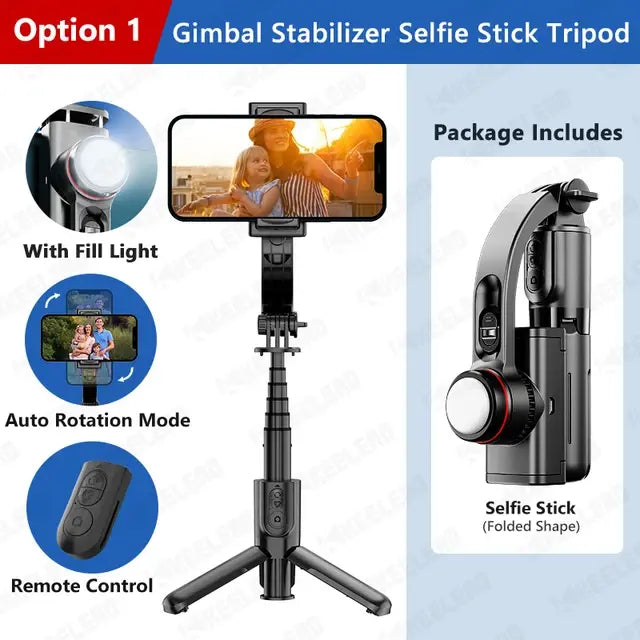 Gimbal Stabilizer Selfie Stick Tripod WEM Support (www.WEM.support)