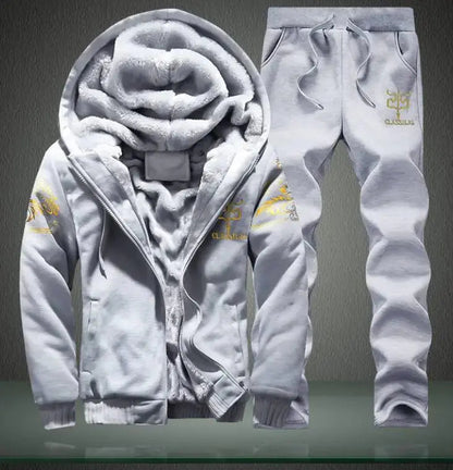 Men's sportswear set, casual cardigan jacket, thick warm outdoor sports shirt, pants, two-piece set WEM Support (www.WEM.support)