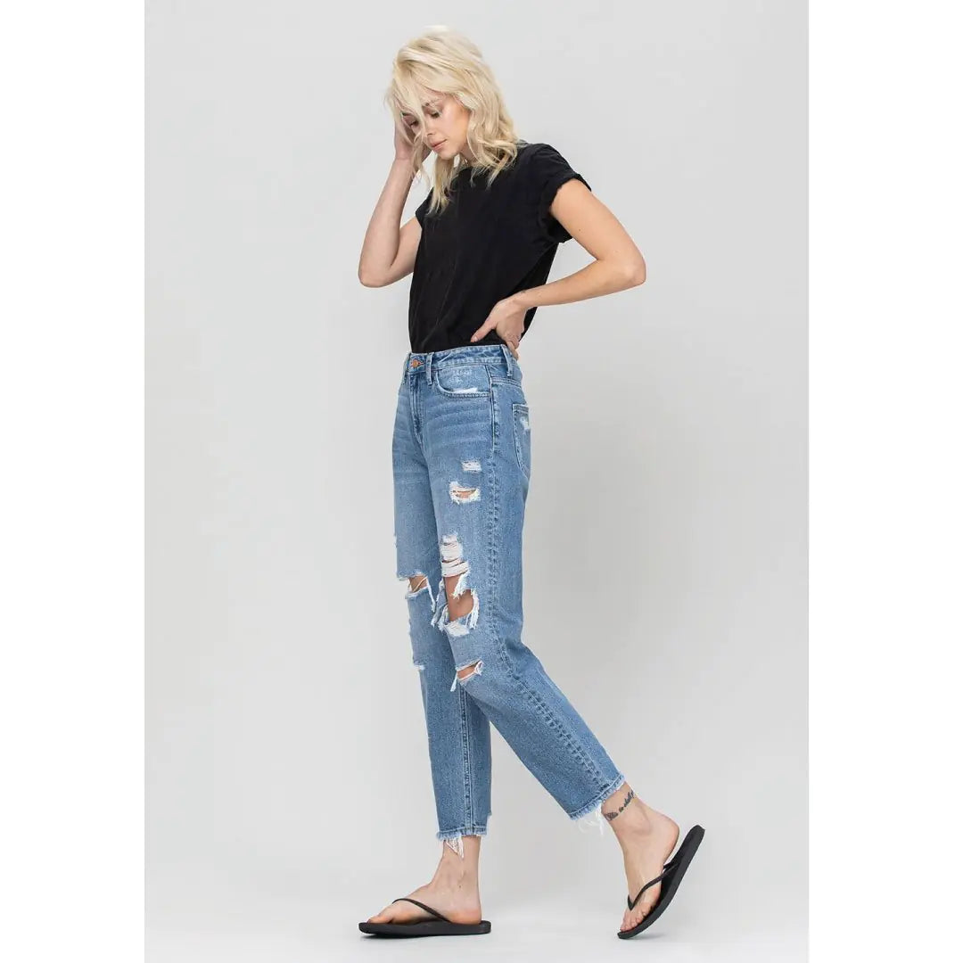 Distressed Mom Jeans WEM Support (www.WEM.support)
