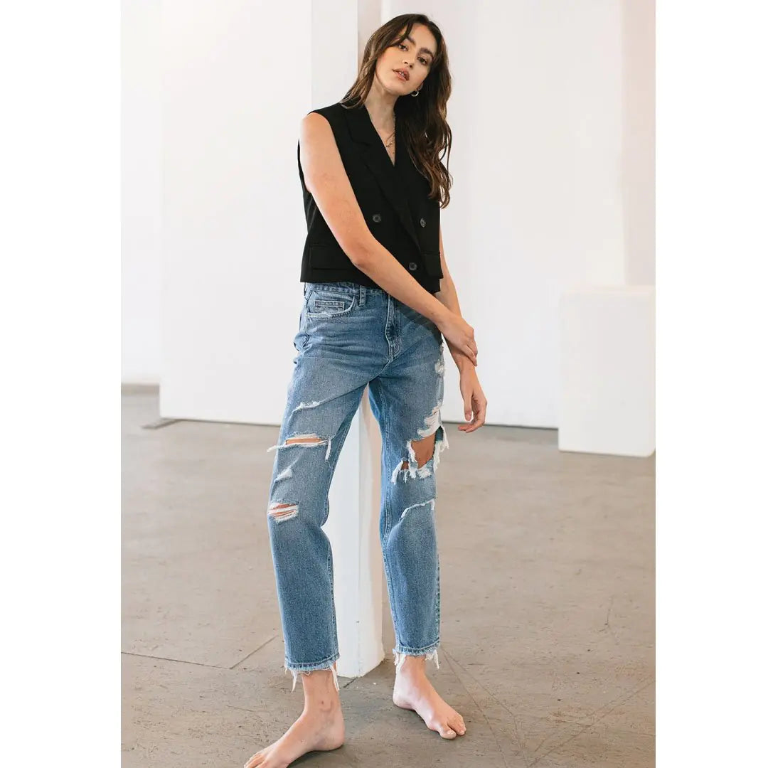 Distressed Mom Jeans WEM Support (www.WEM.support)