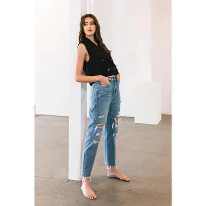 Distressed Mom Jeans WEM Support (www.WEM.support)