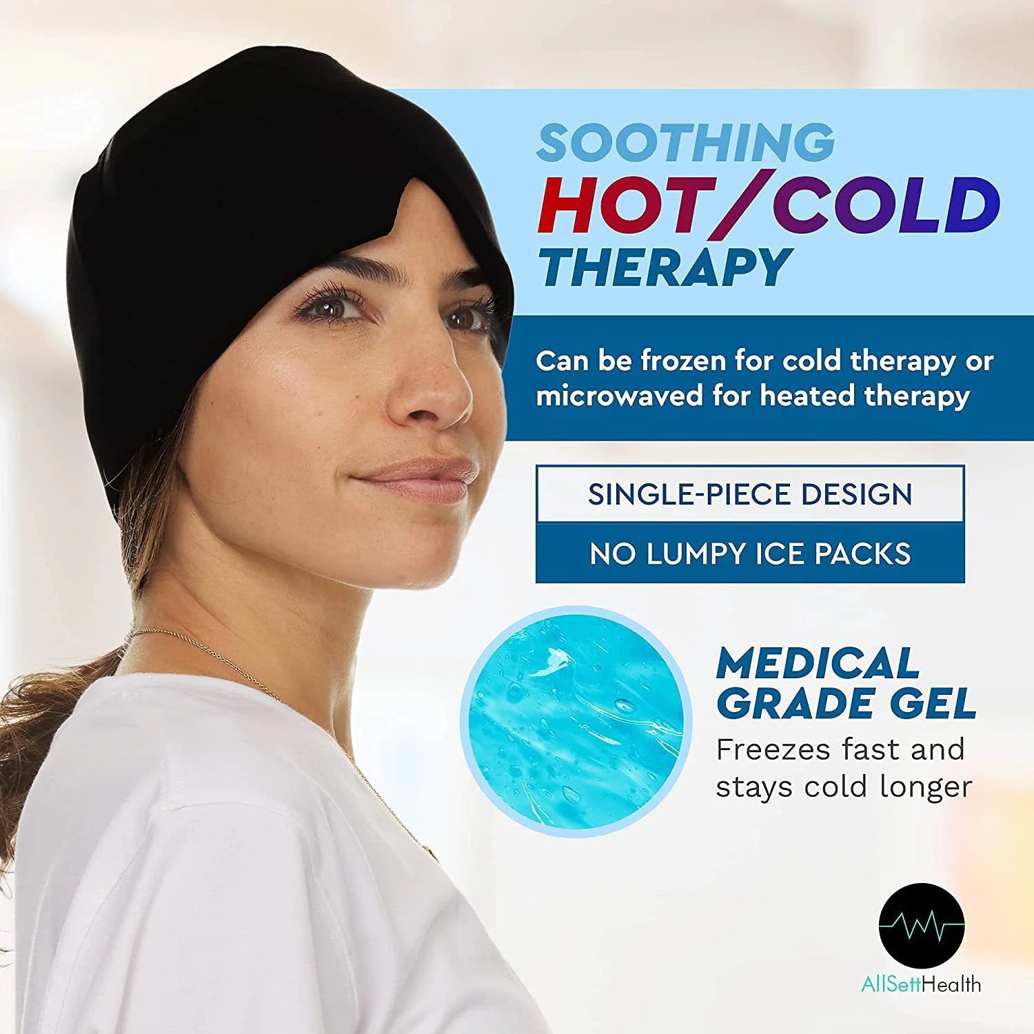 Migraine Relief Hat Mask - Cold Compress Hood WEM Support (www.WEM.support)