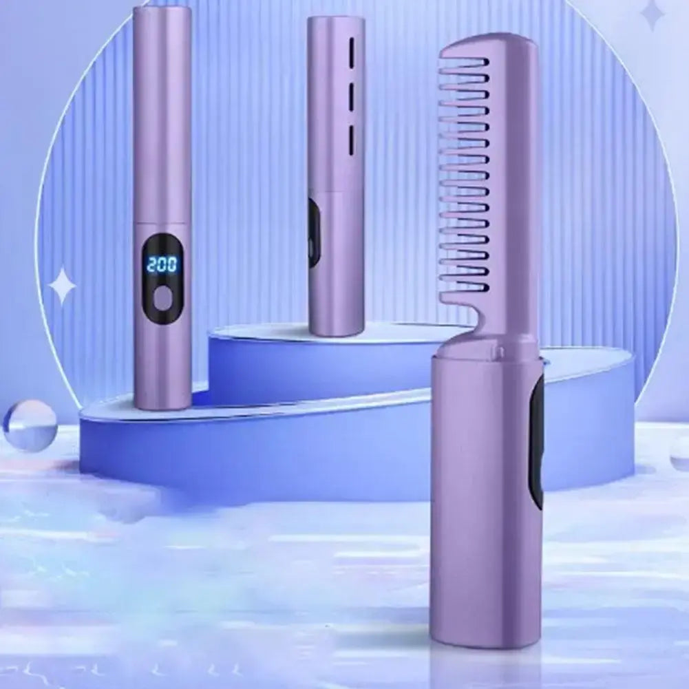 Portable 2-In-1 Hair Straightener Comb WEM Support (www.WEM.support)